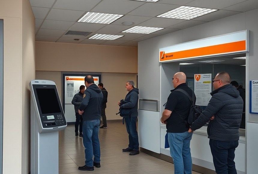 Antes — Terminal fuera de servicio en horario de alta demanda: la espera se traslada a la caja.